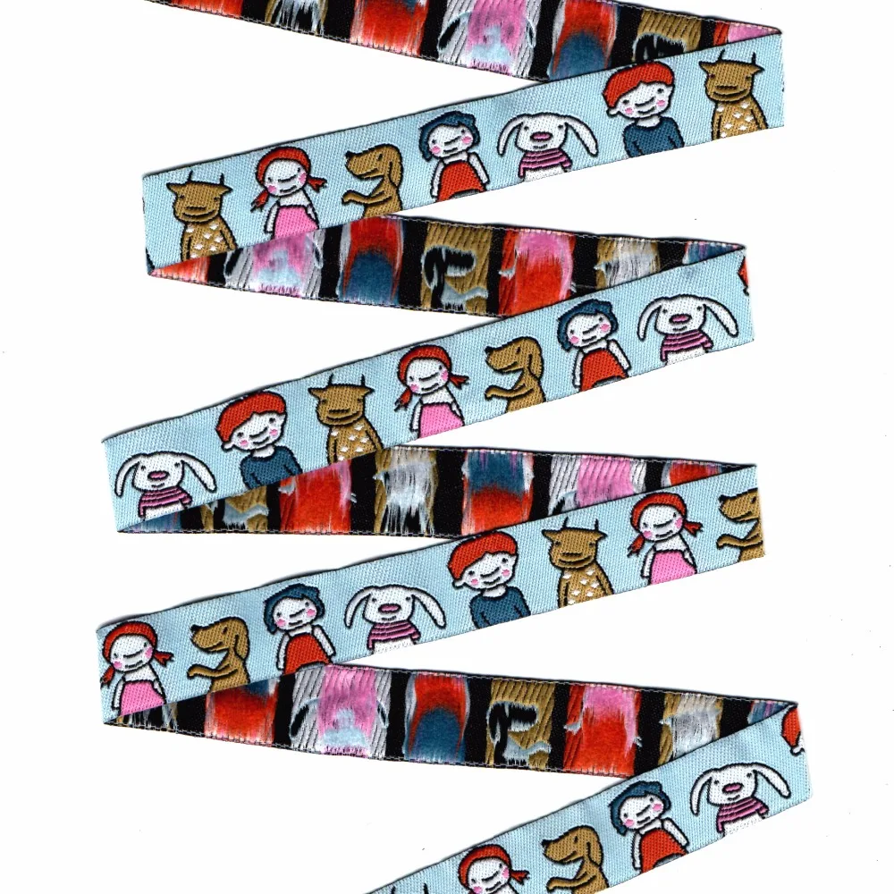 

ZERZEEMOOY 5/8 inch 16mm 10 Yard/Rolls Kids And Dog Cartoon Jacquard Ribbon