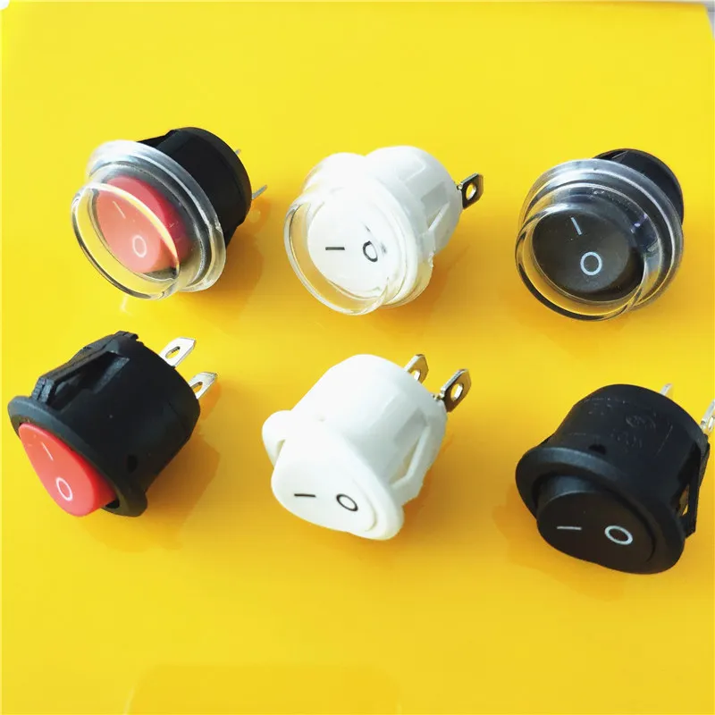 20 Interruttori A Bilanciere SPST ON/OFF Rotondi - 10A 125V Nero Diametro 20mm