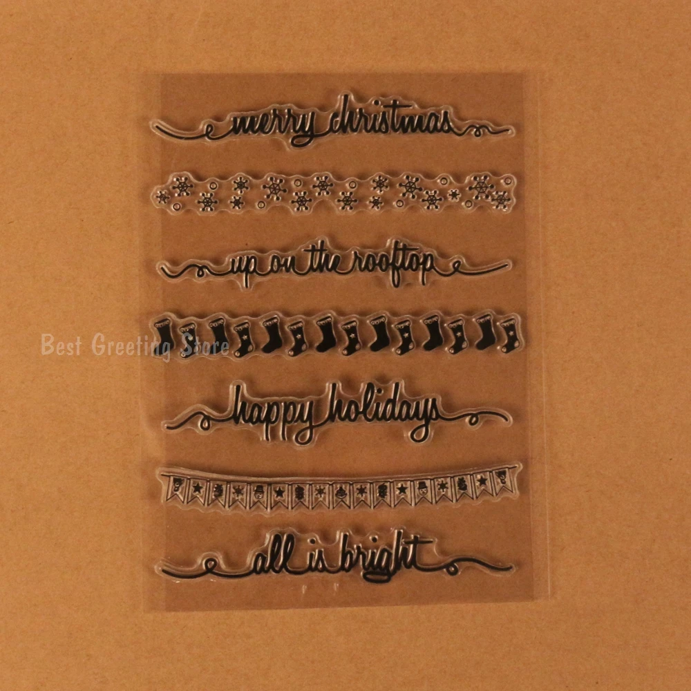 

Eno Greeting Clear Stamp 7 Christmas Banner Stamps Christmas Scrapbooking Stamps Transparent Silicone Border Stamps