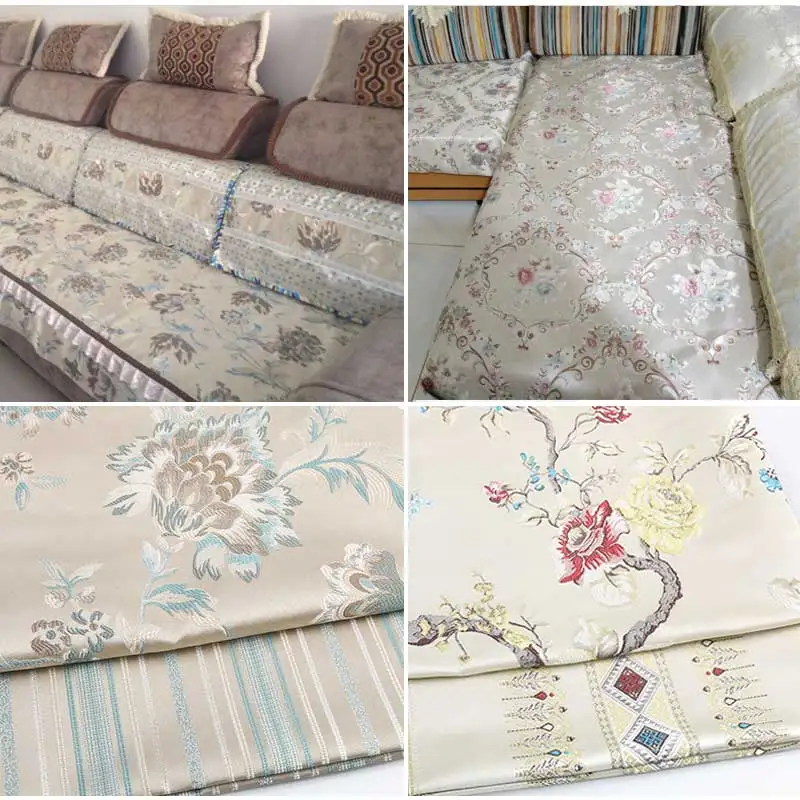 1 meter High Quality Jacquard Fabric For Sofa Cloth Curtain Cushion Chair Table Seat Floral Flower Upholstery Material Tissus