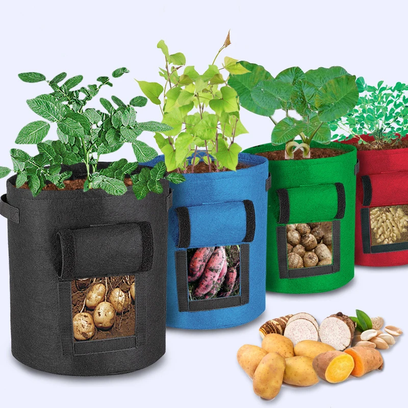 5-10 Gallon Fabric Grow Bags Breathable Pots Planter Root Pouch Container Plant Smart Pots with Handles Garden Supplies potatoes