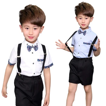 

Baby Boys Teens Summer Wedding Leisure Suit Shirt with Bow Tie Formal Gentleman Party Blazer Clothing Set 2pcs Set kids outfits
