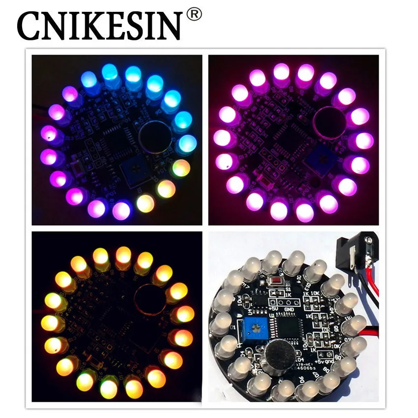 CNIKESIN DIY Kits Mini Aurora Parts Colourful LED Water Lamp Kit RGB Marquee Voice Control Spectrum Electronic Training | Электронные