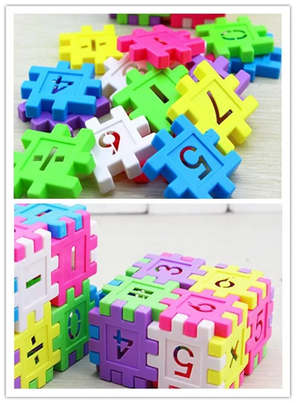 16 pcs/pack Kid's Plastic Digital Building Blocks Educational Building Blocks Kits Sets for