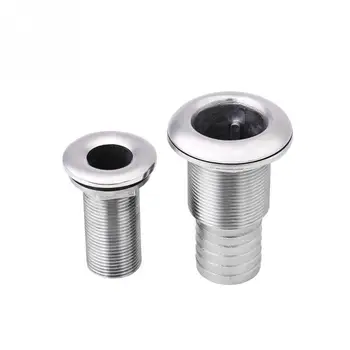 

316 Stainless Steel Hose Barb Fitting 1.5in/1in Boat Marine Barbed Hose Thru Drain Threaded Fitting Car Accessories