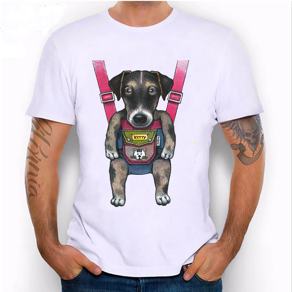 2018 new Spring summer fashion Men's t shirt Funny Strap Dog print T Shirt pug Abs casual Tees