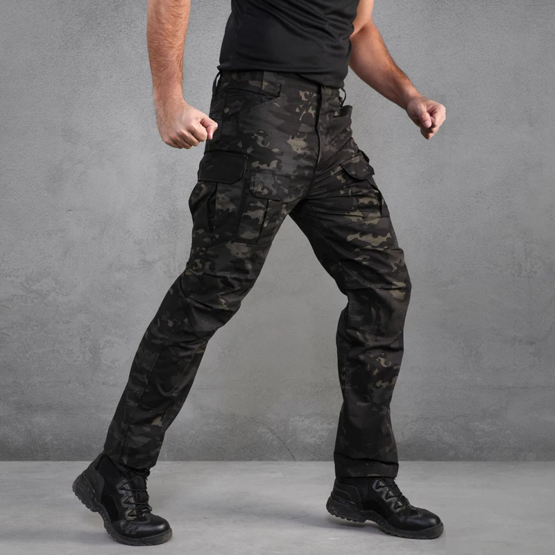 New Mens Tactical Pants Multiple Pocket Elasticity Military Commuter Combat Trousers Men Urban Casual Black Cargo Pants Pockets