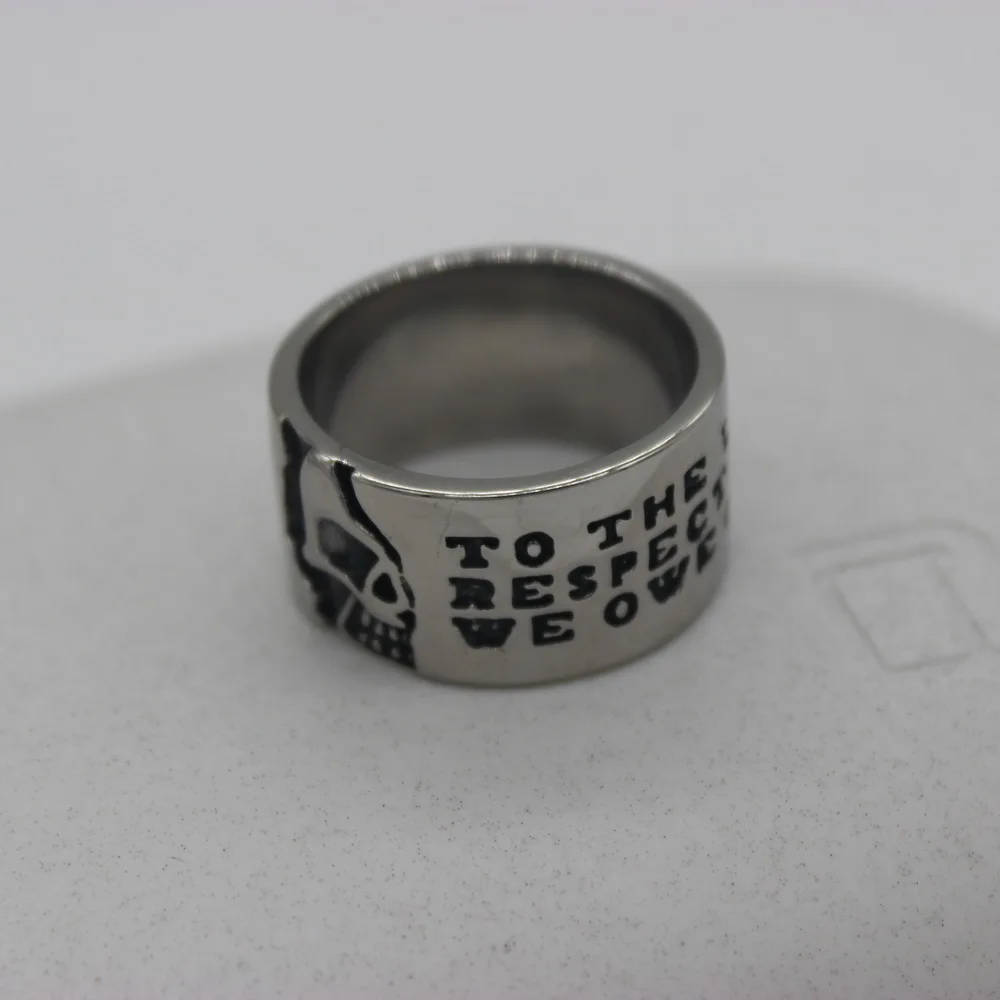 

316 stainless steel Motto On Wide Skull Mens Boys Biker Rock Punk Ring J160