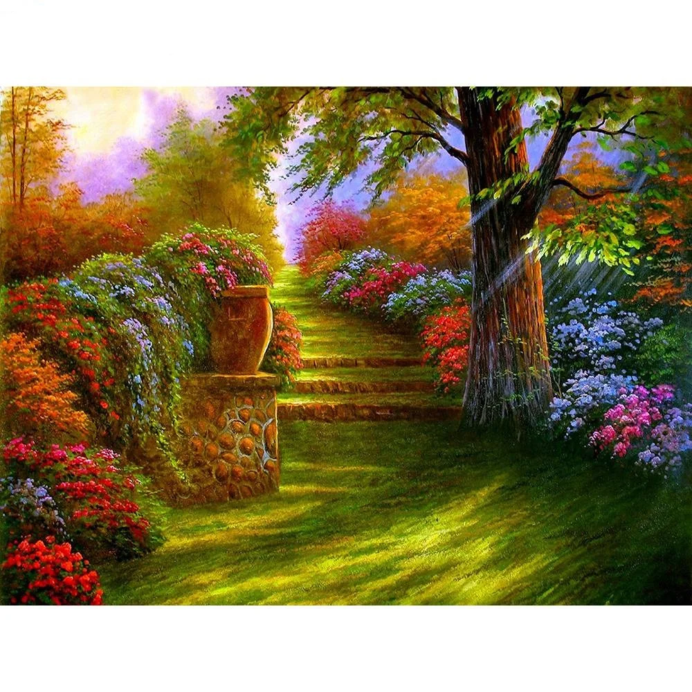 Kit De Pintura Con Diamantes 5D - Cerezos (30x40 Cm), Completo