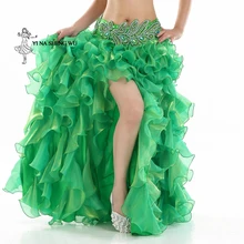 Одежда для танца живота, одежда для танца живота, длинная юбка для танца, Женская Профессиональная юбка для танца живота, 8 цветов, без пояса