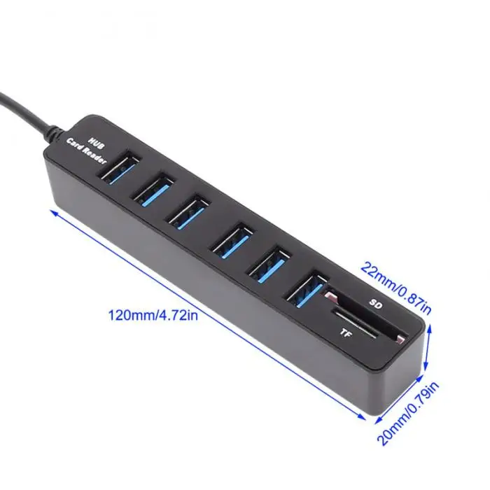 USB Hub 6-Порты и разъёмы Hi-Скорость USB 2,0 разветвитель центром мульти-USB Комбинации 2-в-1 SD/TF Card Reader ПК Тетрадь PC JLRL88