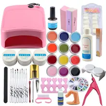 36 Вт УФ лампы Сушилка набор гель uv 12 Цветов гель, Гель-лак для полировки маникюрный набор ружье гвоздя набора Блеск порошок УФ-лак Френч для маникюра кончиков ногтей инструмент