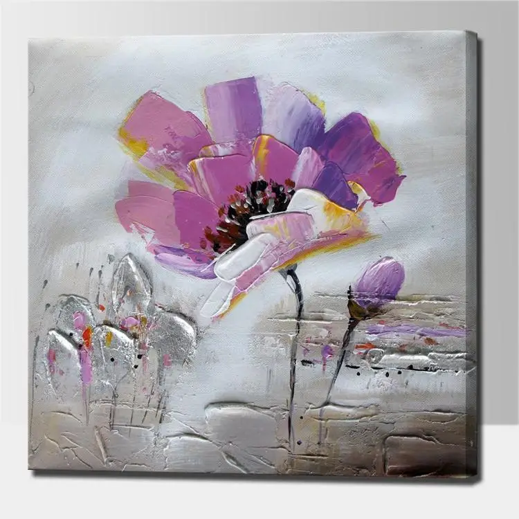 Flower painting together with palette knife acrylic abstract flower