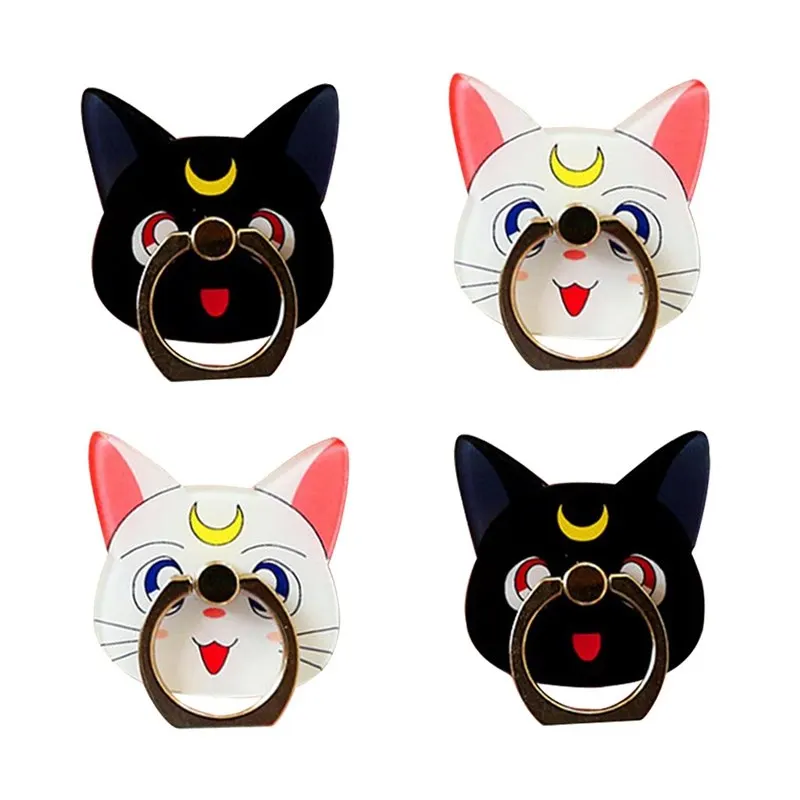 

Anime Sailor Moon Crystal Figure 360 Degree Finger Ring Holder for iphone for ipad Luna Black Cat Mobile Phone Support