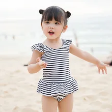 Summer Striped Girls Swimsuit Children Sets For Baby 75-125cm