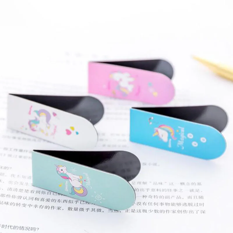 Kawaii Единорог магнитная закладка креативная Милая изысканная мини книжка папка