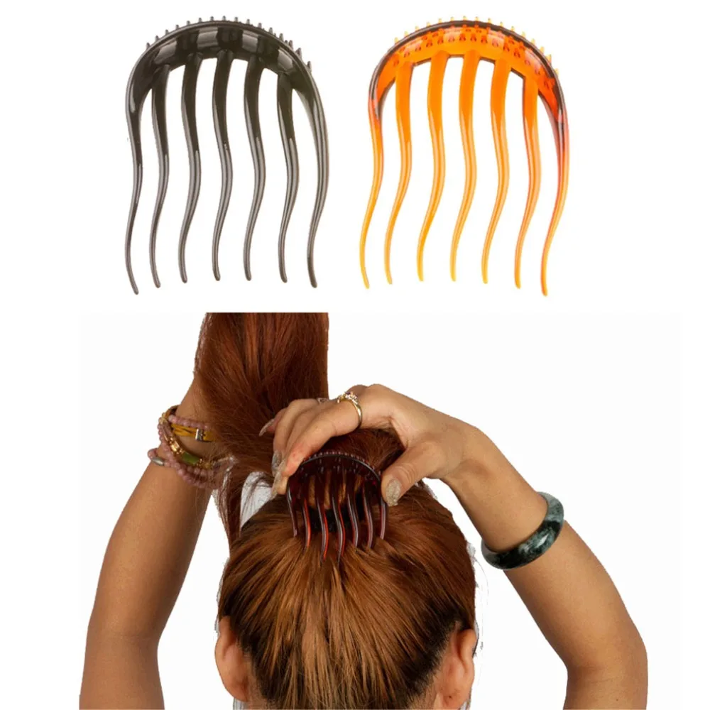 

Furling Girl 1 PC Flaxen Hair Comb Inserted Comb Hairpin BUMP IT UP Volume Inserts Hair Comb for Ponytail Black Coffee Color
