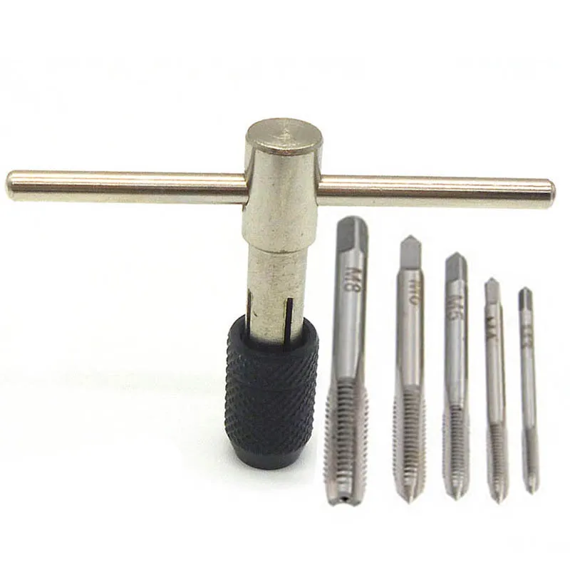 

1 Set T Type Machine Hand Screw Thread Taps Reamer M3/M4/M5/M6 Tap Set fit Handle DIY Tool Accessories P10