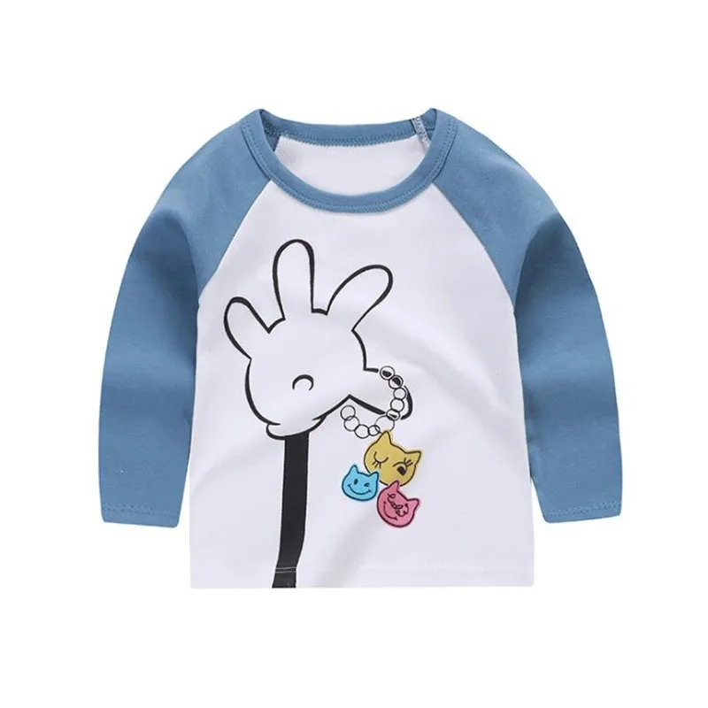 Весенне-осенняя одежда для мальчиков и девочек хлопковые футболки с длинными рукавами и рисунком лисы для мальчиков детские топы с принтом, детские футболки для маленьких мальчиков - Цвет: 18