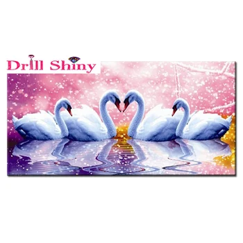 

Drill Shiny 3D Full Rhinestone Painting Home Decor Full Square Diamond Painting Swans Cross Stitch Pattern Diamond Embroidery