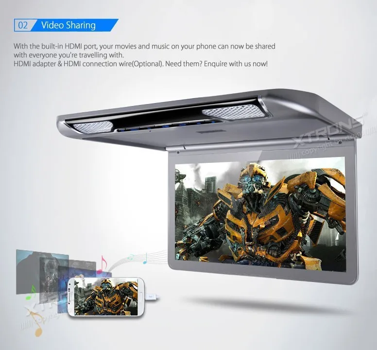Discount NEW!13.3" 1080P Video HD Digital TFT Car MPV Roof Flip Down Slim Monitor Overhead Player Wide Screen Ultra-thin with HDMI Input 10