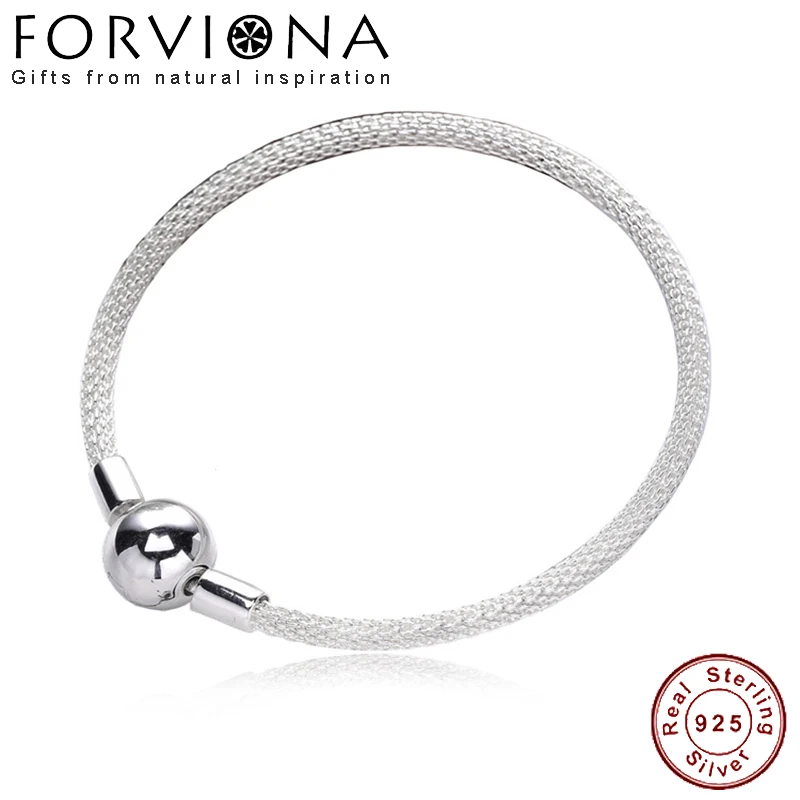 Authentic 925 Sterling Silver Mesh Bracelets Women Snake Chain Bracelet Sterling Silver Jewelry