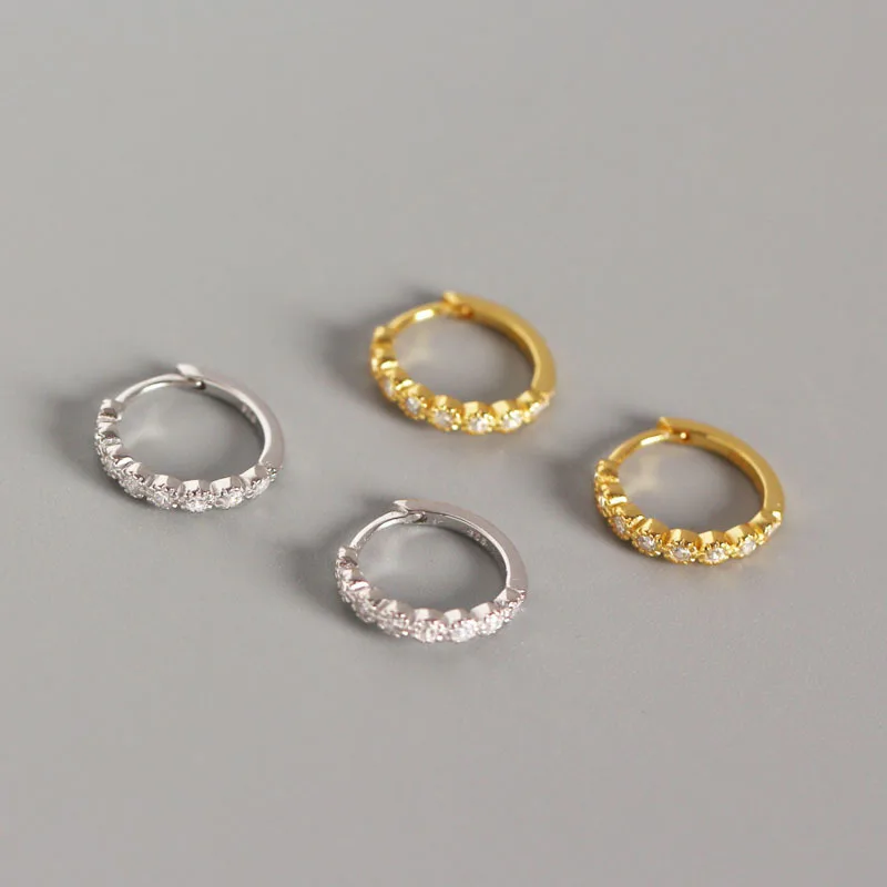 WTLTC Изящные кубические циркониевые серьги-кольца для женщин 925 стерлингового серебра серьги для ушного хряща маленькие CZ широкие серьги ежедневно