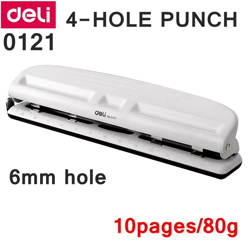 

Deli 0121 Office Desk 6mm 4-Hole desk punch Four hole punch /punch papers 10 sheets 80g papers