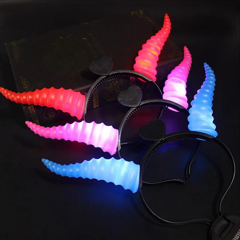 2019 New Sheep Horn LED Blinking Glow Headband Kids Adults Horn