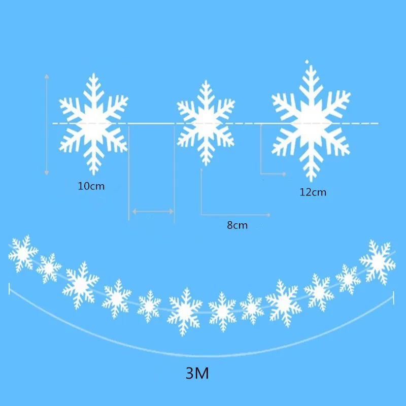 Cute Snowflake Shape Paper Garland Christmas Wedding Scene Winter Decorations New Year Snowflake Banner Frozen Party Supplies 3M