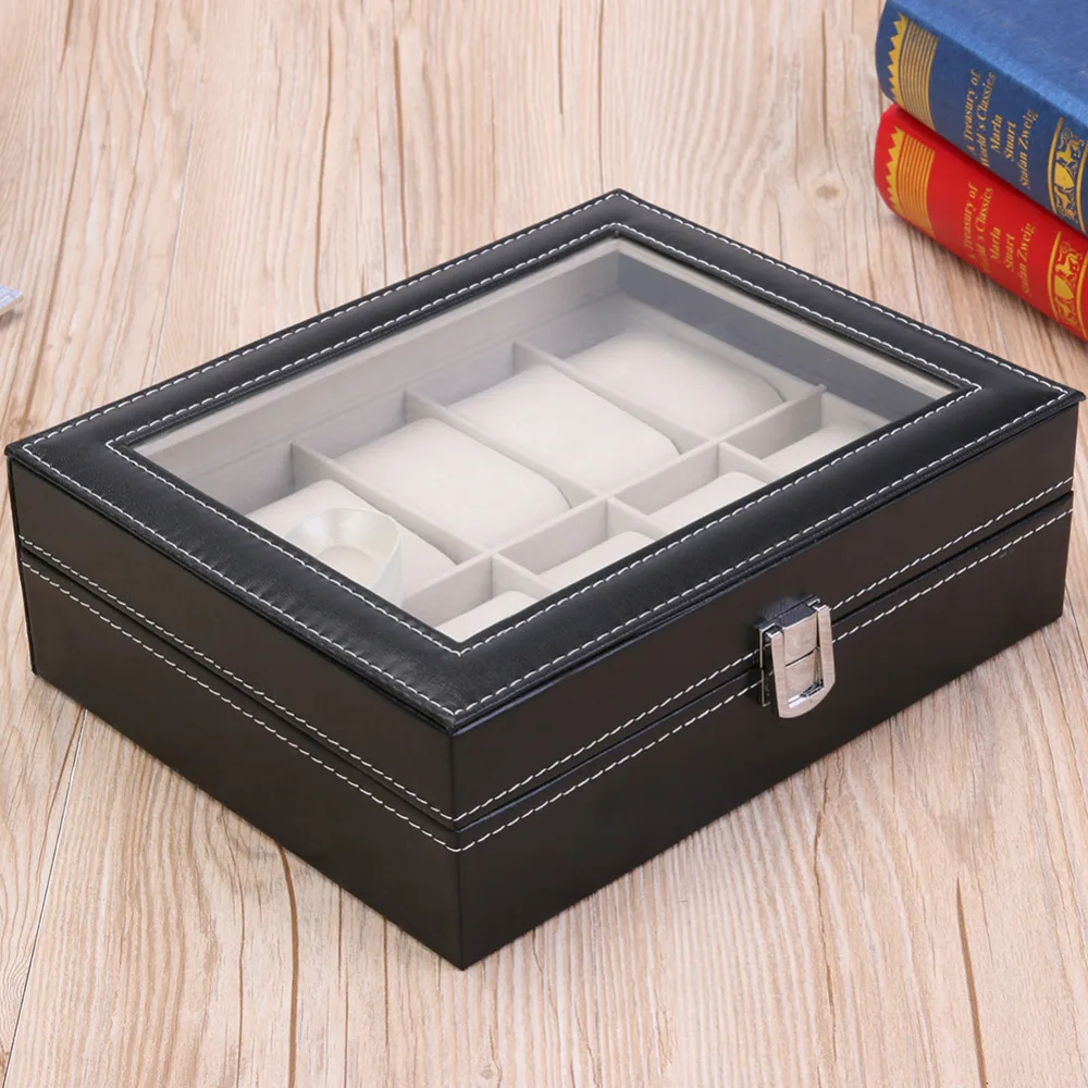 

2018 Watch Collector PU Leather 10 Slots Wrist Watches Display Box Storage Holder Organizer Watch Case Jewelry Display