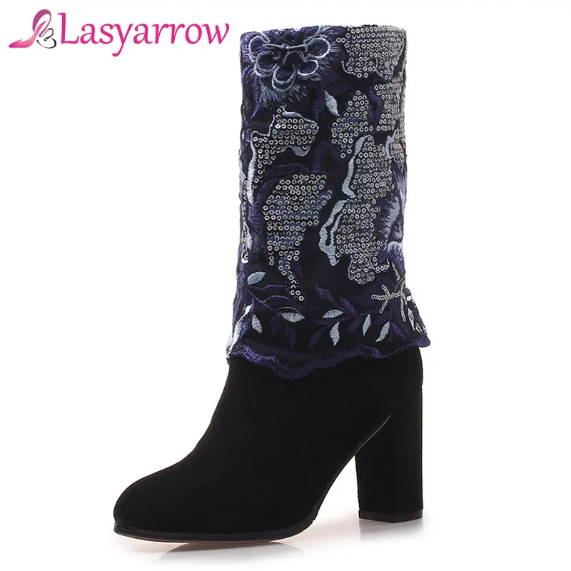 wide calf glitter boots