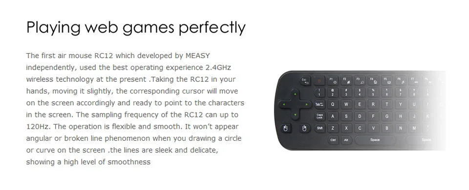 Медный RC12 2,4 ГГц мини Беспроводной клавиатура Air Мышь с сенсорной панелью для Android ТВ коробка/мини ПК/ноутбук