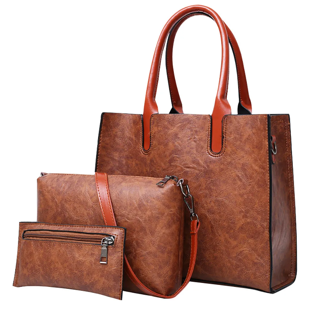 

MOLAVE Handbags Polyester women bags 3Pcs Women Fashion handbag new large Retro Pattern HandBag Shoulder Bag+Card Package 9328