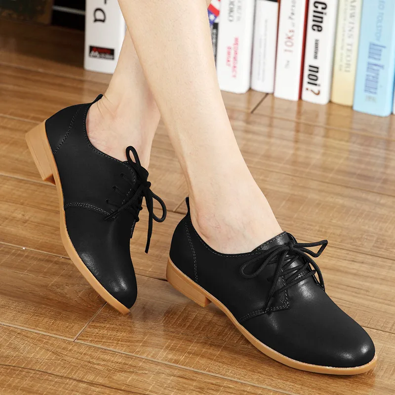 Véritable À Zong Femmes Appartements Mi Bout Chaussures Cuir Style 6 Se Couleur Pour hei Oxford Sneakers bai Bai Dames Zoqi En Casual Se Britannique Se 2018 Se Se yue Se Rond Lacets fen shen Y8qA7A