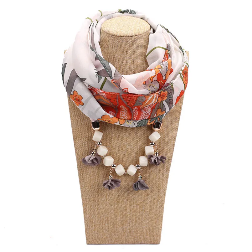 Olaru богемные Новое поступление цветочных бусин шифоновый Кристалл шарф ожерелье для женщин этническое эффектное ожерелье s& Подвески Горячая