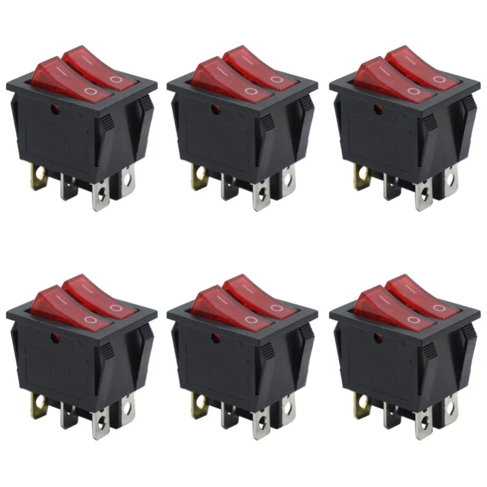 evemodel SW09 6pcs Miniature Rocker Switches With Double Buttons Light