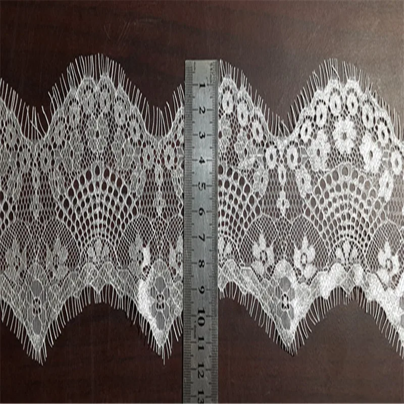 Free shipping Polyamide Eyelash Lace Fabric Lace Trim Black White Multipurpose Garment DIY Tools 300cm x 10cm 1 Piece