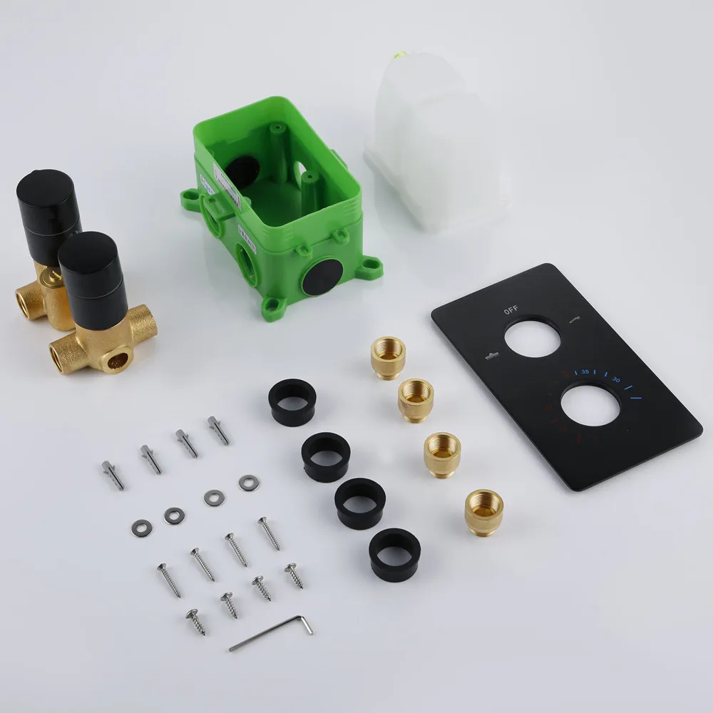  Smesiteli Solid Brass Valve Concealed Thermostat Trim With Two-Way Volume Control Kit Alba Matt Bla
