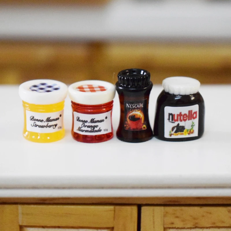 

4PCS 1/12 Dollhouse Miniature Chocolate Sauce Jam Play Kitchen Doll Food Toy
