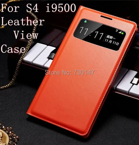 Кожаный чехол книжка с окошком для экрана Samsung Galaxy S4 i9500|s4 fashion|s4 bumpers4 aluminum |