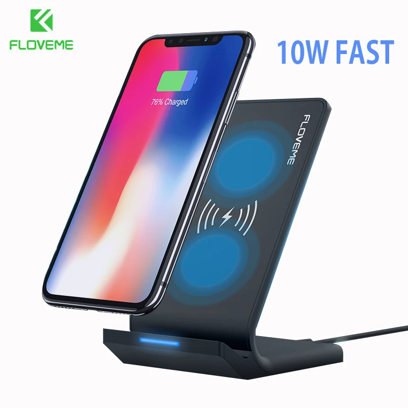 FLOVEME 10W Wireless Charger For iPhone X XR XS Max For Redmi Note 7 Wireless Charging Dock For Samsung S10 Note 9 8 USB Charger