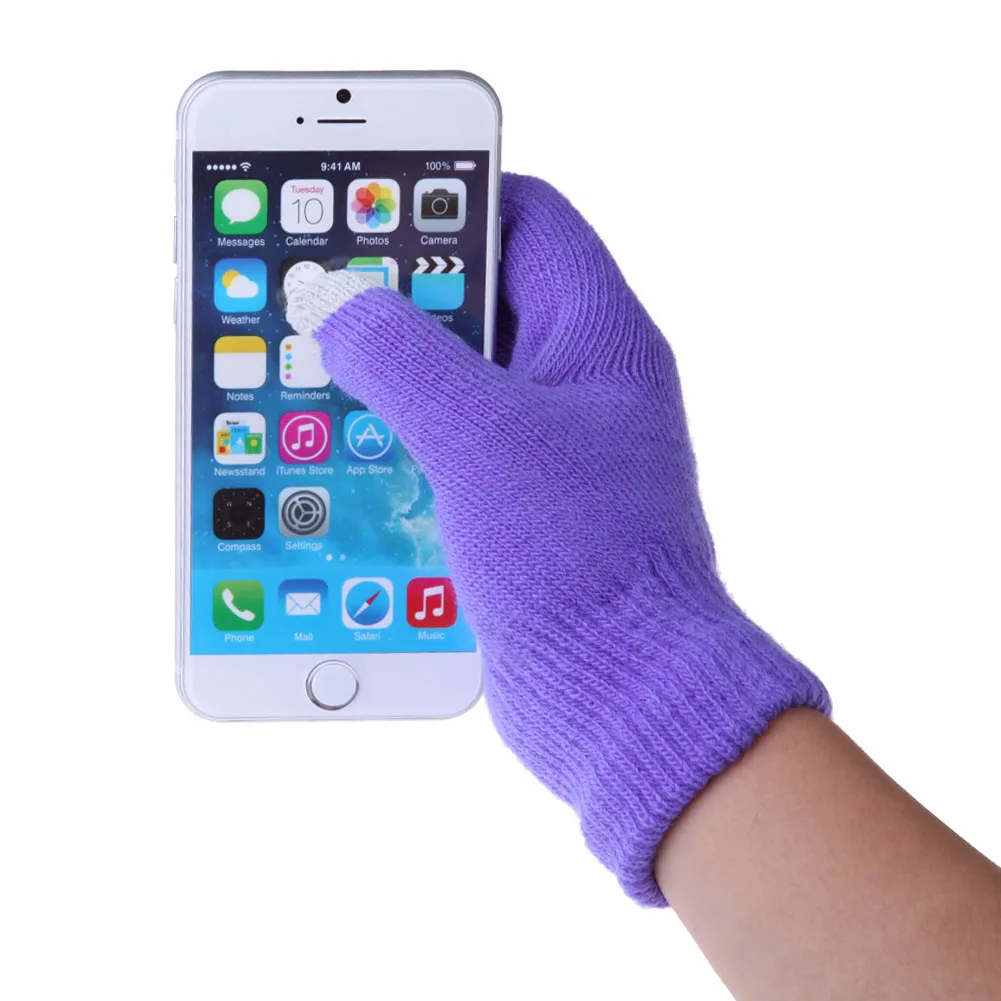 Новинка, превосходный сенсорный экран, перчатки для смартфона, вязаные, тянущиеся, для взрослых, один размер, зимние теплые вязаные