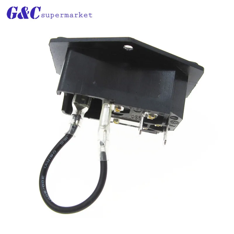 3 in 1 Fuse switch socket with light,AC power socket 4Pin 10A 250V with Fuse Block+ 3 Terminal Power Socket 10A Fuse