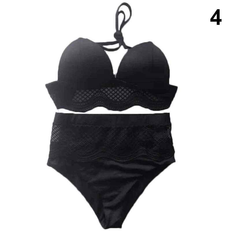 

High Quality Women Split Swimsuits Set Lace Solid Color Sling Bikini Briefs Swimwear for Summer Beach NCM99