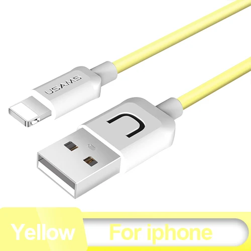 10 шт./партия Usb кабель для iPhone 8, USAMS 2A кабель для быстрой зарядки для iPhone 7 Дата кабель светильник usb поддержка кабелей IOS 11 10 9 - Цвет: Цвет: желтый