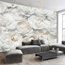 Beibehang обои белые Обои фреска современный стиль белая роза гостиная спальня диван украшение фон стены