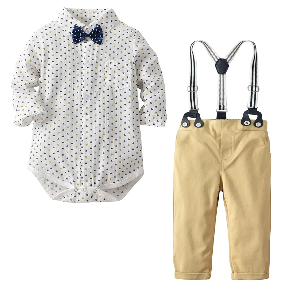 Одежда для новорожденных джентльменов весенний Детский комбинезон комплект одежды для маленьких мальчиков новая модная детская одежда roupas bebe - Цвет: G