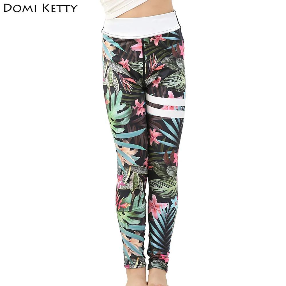 

Domi Ketty girls leggings printed flowers jungle children casual fitness high waist pants baby kids new breathable leggings
