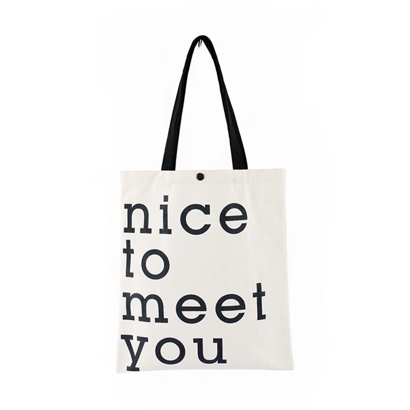 

Personality letter printed canvas bag green shopping bag student casual handbag shoulder storage bag